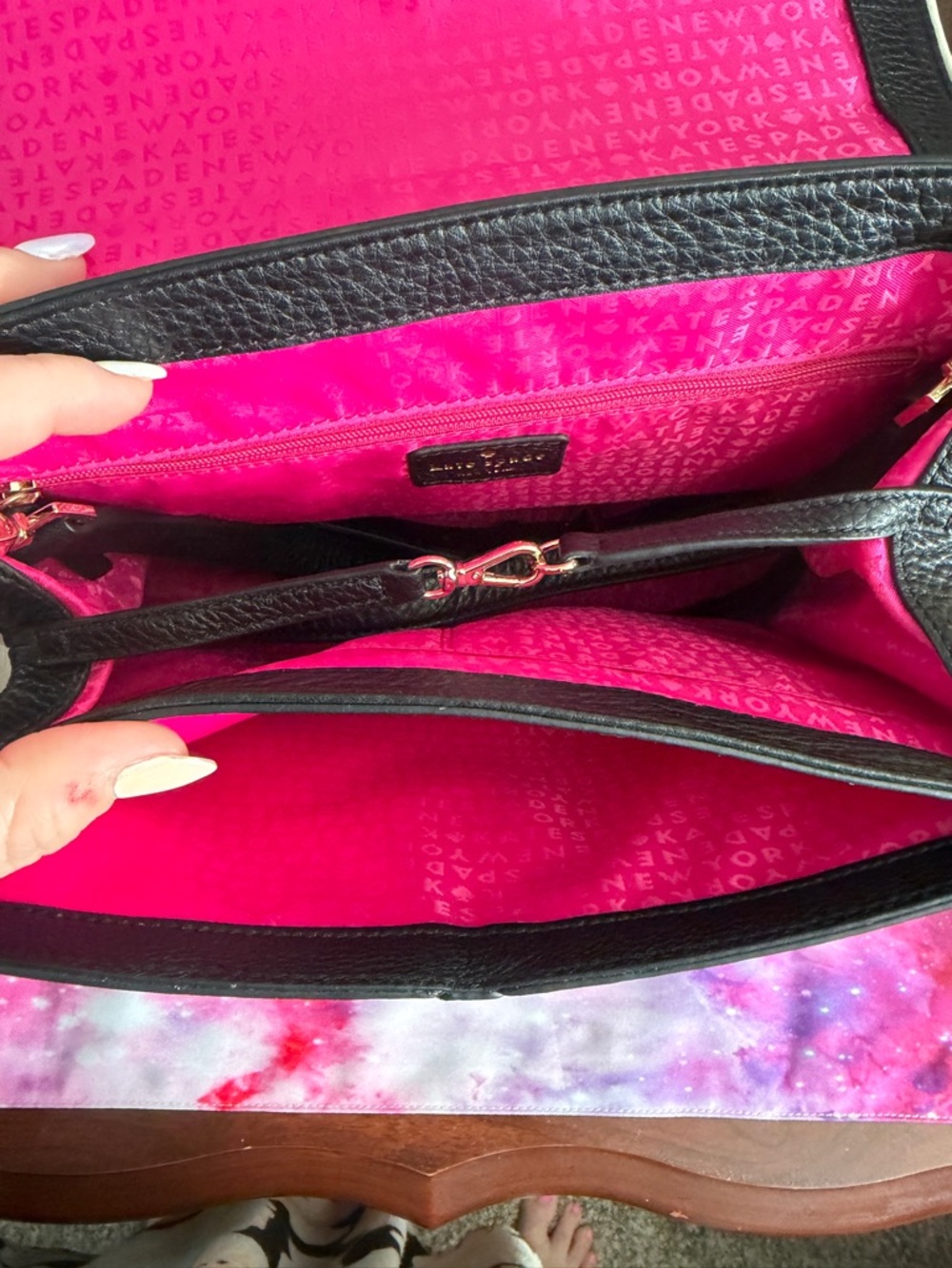 Kate Spade Laurel Wellesley Black with White Satchel - Picture 6 of 9